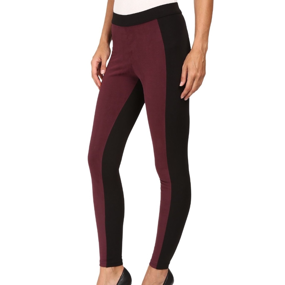 HUE Blocked Microsuede Leggings Wine/Black
